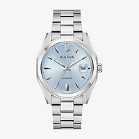 Bulova Surveyor Mens Automatic Silver Tone Stainless Steel Bracelet Watch 96b469
