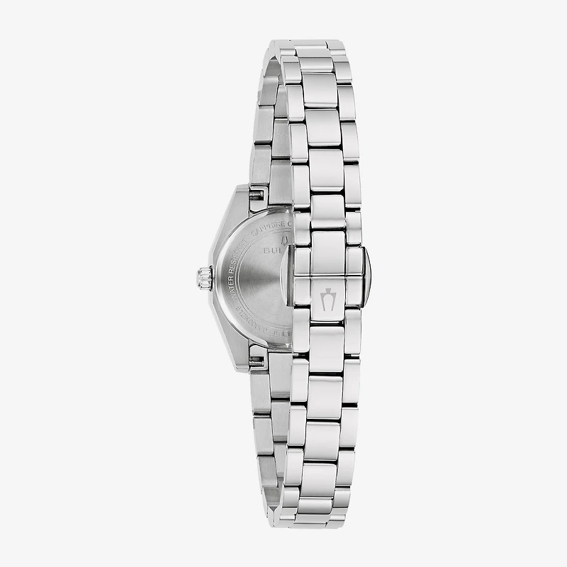 Bulova Surveyor Womens Silver Tone Stainless Steel Bracelet Watch 96l345