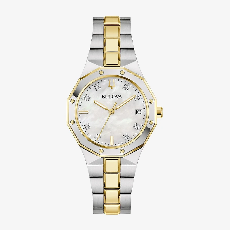 Bulova Prestige\N Womens Two Tone Stainless Steel Bracelet Watch 98p234