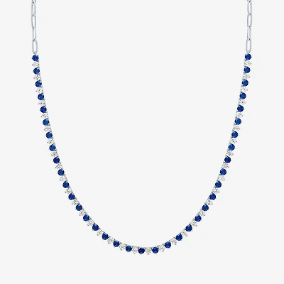 Gemstone Sterling Silver 18 Inch Tennis Necklace