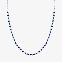 Gemstone Sterling Silver 18 Inch Tennis Necklace