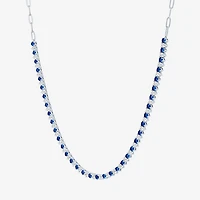 Gemstone Sterling Silver 18 Inch Tennis Necklace