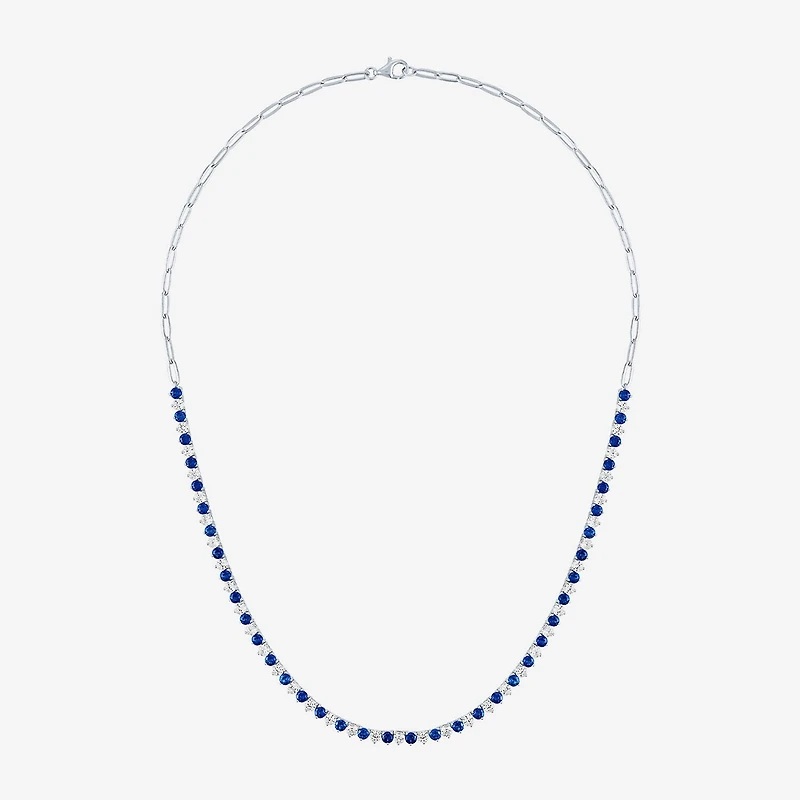 Gemstone Sterling Silver 18 Inch Tennis Necklace
