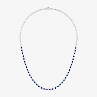 Gemstone Sterling Silver 18 Inch Tennis Necklace