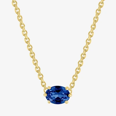 Gemstone 14K Gold Over Silver Oval 17.5 Inch Pendant Necklace