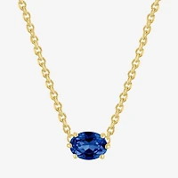 Gemstone 14K Gold Over Silver Oval 17.5 Inch Pendant Necklace