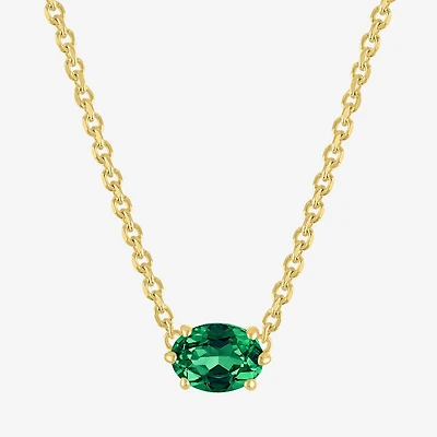 Gemstone 14K Gold Over Silver Oval 17.5 Inch Pendant Necklace