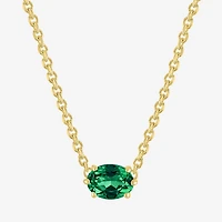 Gemstone 14K Gold Over Silver Oval 17.5 Inch Pendant Necklace