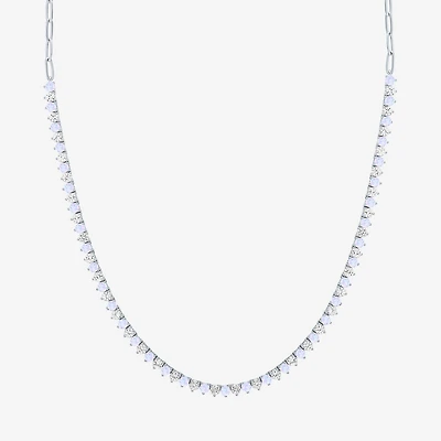Gemstone Sterling Silver 18 Inch Tennis Necklace