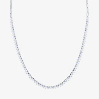 Gemstone Sterling Silver 18 Inch Tennis Necklace