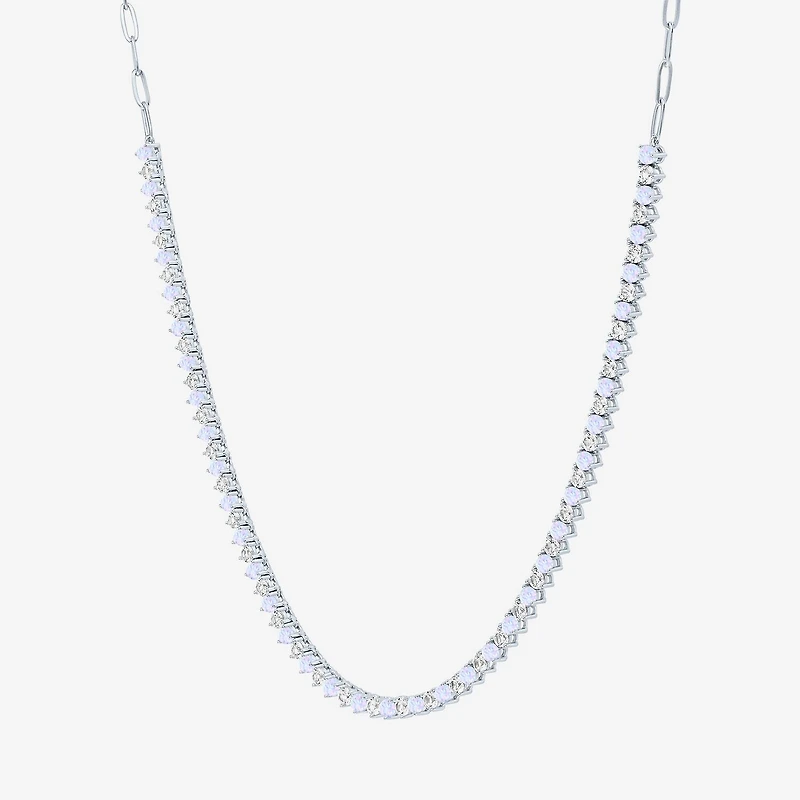 Gemstone Sterling Silver 18 Inch Tennis Necklace