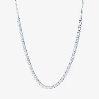Gemstone Sterling Silver 18 Inch Tennis Necklace