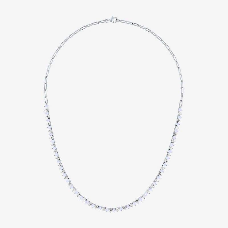 Gemstone Sterling Silver 18 Inch Tennis Necklace
