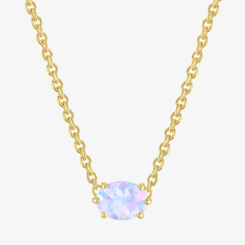 Gemstone 14K Gold Over Silver Oval 17.5 Inch Pendant Necklace