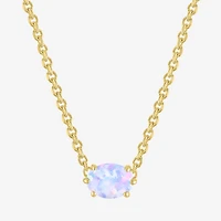 Gemstone 14K Gold Over Silver Oval 17.5 Inch Pendant Necklace