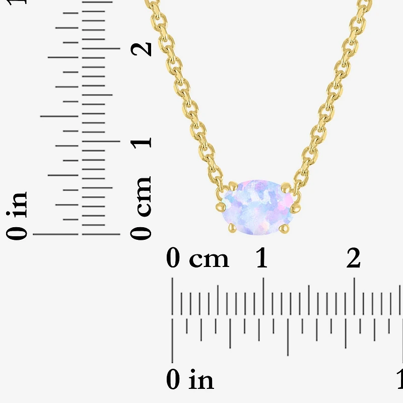 Gemstone 14K Gold Over Silver Oval 17.5 Inch Pendant Necklace