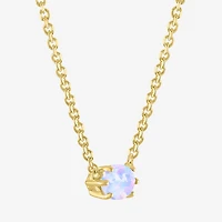 Gemstone 14K Gold Over Silver Oval 17.5 Inch Pendant Necklace