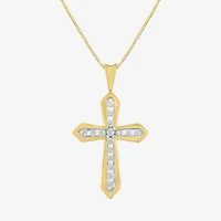 (G-H / Si2-I1) Womens 1/3 CT. T.W. Lab Grown White Diamond 10K Gold Cross 18 Inch Pendant Necklace