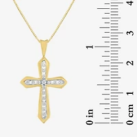 (G-H / Si2-I1) Womens 1/3 CT. T.W. Lab Grown White Diamond 10K Gold Cross 18 Inch Pendant Necklace