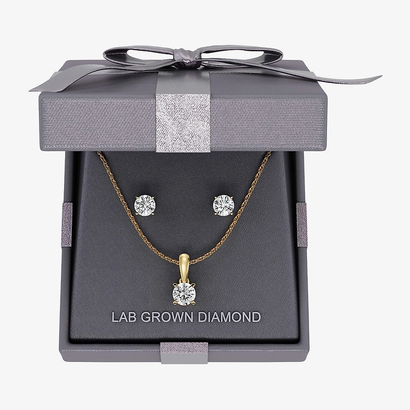 G, Si1-Si2 Womens 2 CT. Lab Grown White Diamond Sterling Silver OR 14K Gold over  2-pc. Jewelry Set