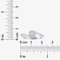 Womens 1/6 CT. T.W. Lab Grown White Diamond Sterling Silver Crossover Engagement Ring