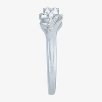 Womens 1/6 CT. T.W. Lab Grown White Diamond Sterling Silver Crossover Engagement Ring