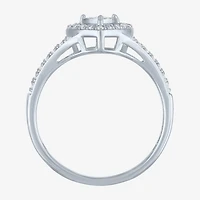 Womens 1/ CT. T.W. Lab Grown White Diamond Sterling Silver Crossover Engagement Ring