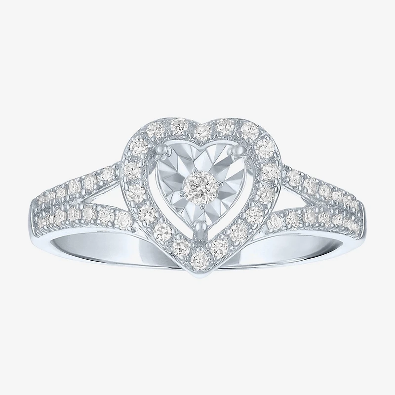 Womens 1/ CT. T.W. Lab Grown White Diamond Sterling Silver Crossover Engagement Ring