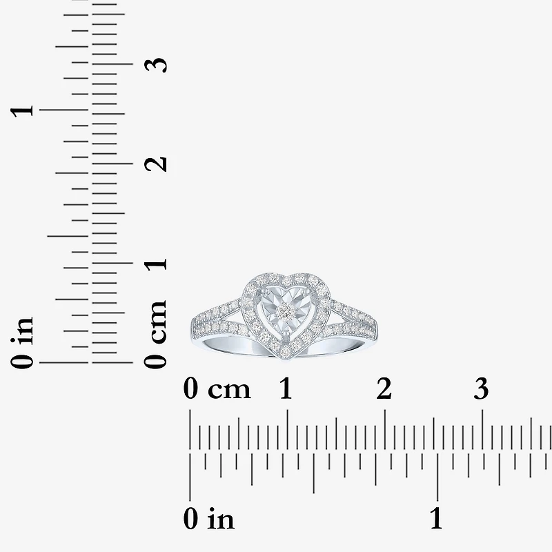 Womens 1/ CT. T.W. Lab Grown White Diamond Sterling Silver Crossover Engagement Ring