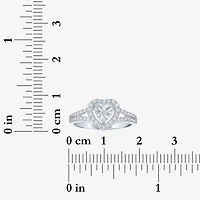 Womens 1/ CT. T.W. Lab Grown White Diamond Sterling Silver Crossover Engagement Ring