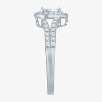 Womens 1/ CT. T.W. Lab Grown White Diamond Sterling Silver Crossover Engagement Ring