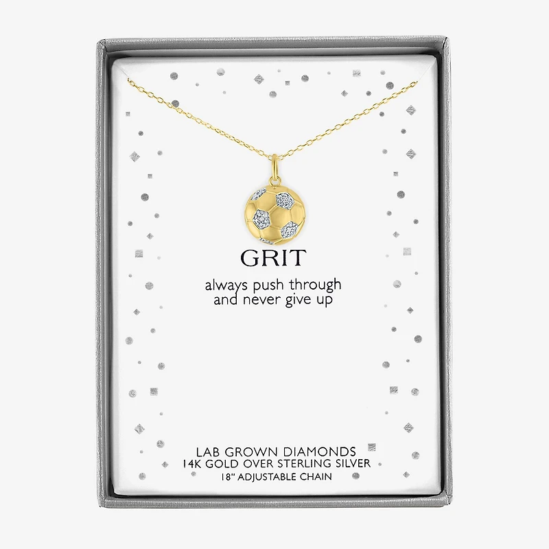 Diamond Accent (G-H / Si2-I1) Soccer Ball Womens Diamond Accent Lab Grown White Diamond Accent 14K Gold Over Silver 16 Inch Pendant Necklace