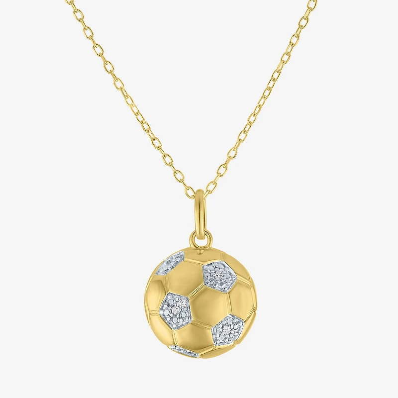 Diamond Accent (G-H / Si2-I1) Soccer Ball Womens Diamond Accent Lab Grown White Diamond Accent 14K Gold Over Silver 16 Inch Pendant Necklace