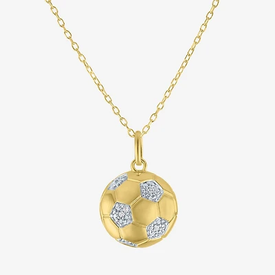Diamond Accent (G-H / Si2-I1) Soccer Ball Womens Diamond Accent Lab Grown White Diamond Accent 14K Gold Over Silver 16 Inch Pendant Necklace