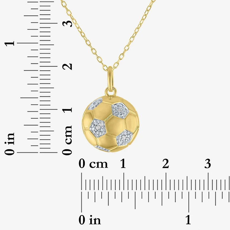 Diamond Accent (G-H / Si2-I1) Soccer Ball Womens Diamond Accent Lab Grown White Diamond Accent 14K Gold Over Silver 16 Inch Pendant Necklace
