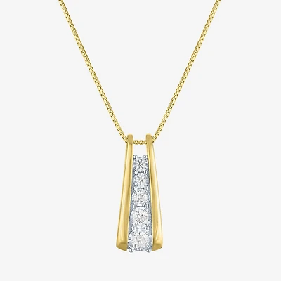 (G-H / Si2-I1) Womens 1/4 CT. T.W. Lab Grown White Diamond 14K Gold Over Silver Round 18 Inch Pendant Necklace