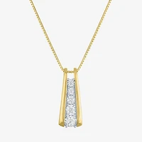 (G-H / Si2-I1) Womens 1/4 CT. T.W. Lab Grown White Diamond 14K Gold Over Silver Round 18 Inch Pendant Necklace