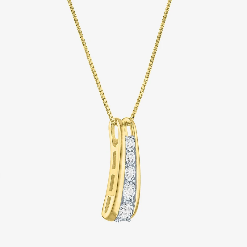 (G-H / Si2-I1) Womens 1/4 CT. T.W. Lab Grown White Diamond 14K Gold Over Silver Round 18 Inch Pendant Necklace