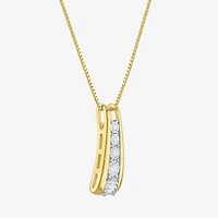 (G-H / Si2-I1) Womens 1/4 CT. T.W. Lab Grown White Diamond 14K Gold Over Silver Round 18 Inch Pendant Necklace