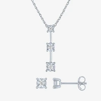 (G-H, Si2-I1) Womens 1/8 CT. T.W. Lab Grown White Diamond Sterling Silver Round 2-pc. Jewelry Set