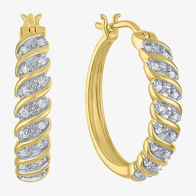 1/10 CT. T.W. Diamond Hoop Earrings in Sterling Silver or 14K Gold Over Silver