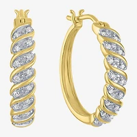1/10 CT. T.W. Diamond Hoop Earrings in Sterling Silver or 14K Gold Over Silver