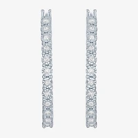 Womens 1/4 CT. T.W. Natural White Diamond Sterling Silver 26mm Hoop Earrings