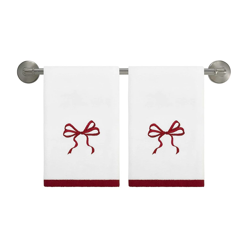 Avanti Christmas Bows 2-pc. Embellished Hand Towel