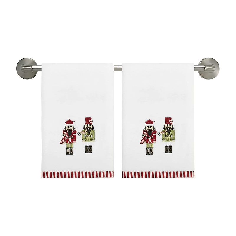 Avanti Peppermint Nutcracker 2-pc. Embellished Hand Towel