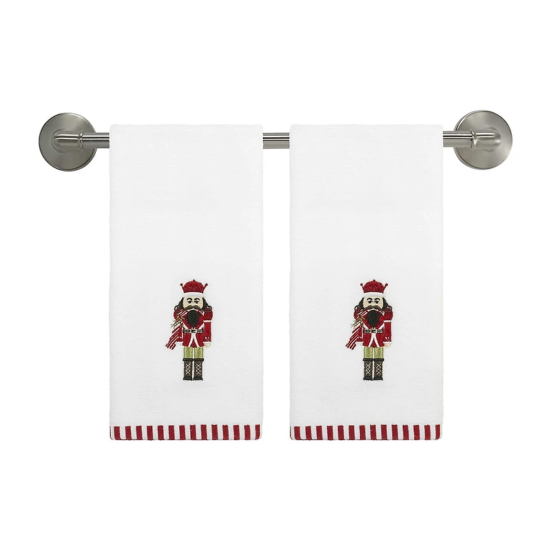 Avanti Peppermint Nutcracker 2-pc. Embellished Fingertip Towel