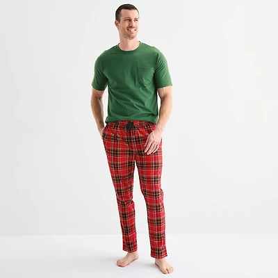 St. John's Bay Mens Crew Neck Short Sleeve 2-pc. Pajama Set