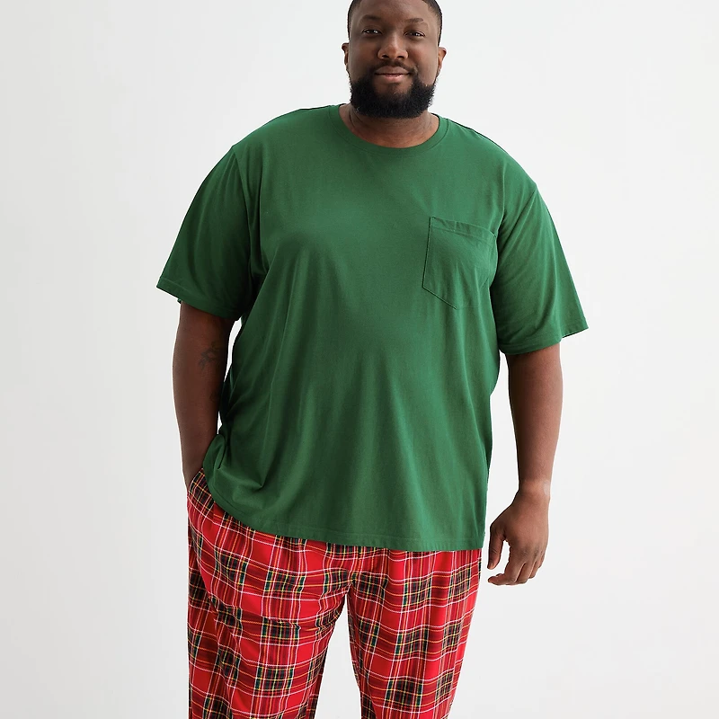 St. John's Bay Mens Crew Neck Short Sleeve 2-pc. Big and Tall Pajama Set