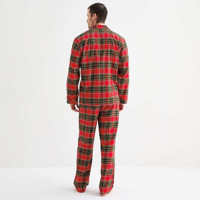 St. John's Bay Mens Flannel Long Sleeve 2-pc. Pajama Set