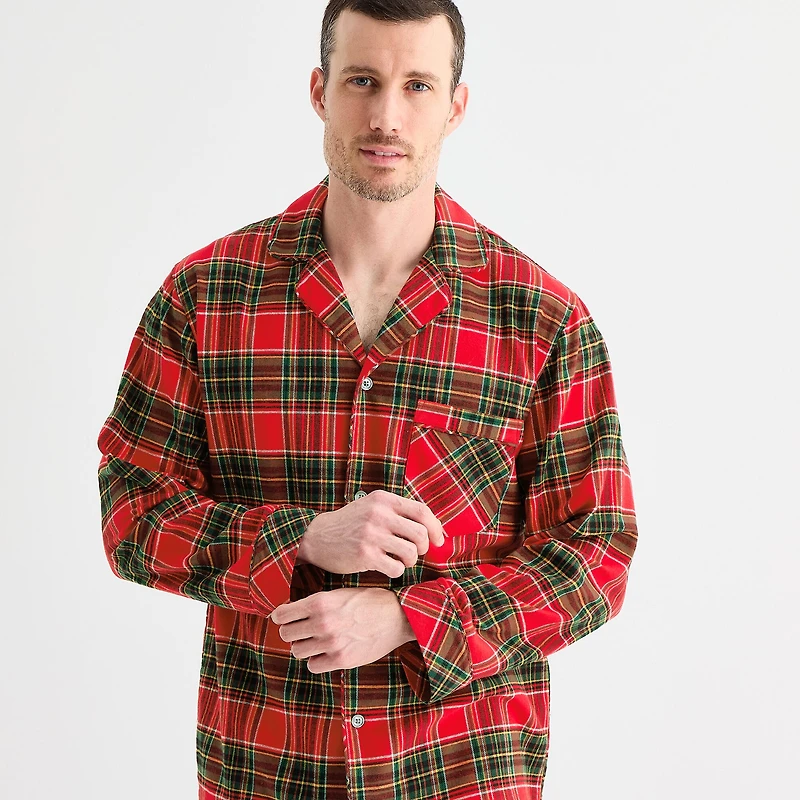 St. John's Bay Mens Flannel Long Sleeve 2-pc. Pajama Set